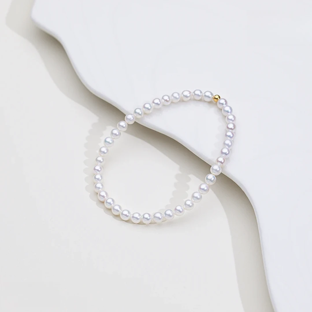 3-4mm天然淡水珍珠手串近圆米形珠时尚百搭
