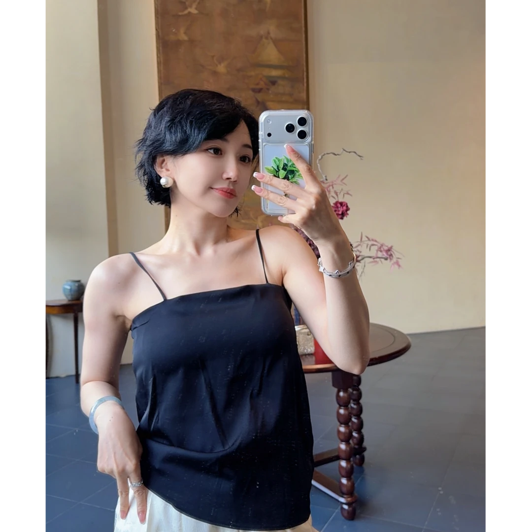 Betty Bairn【四季必备】高级真丝质感百搭一字吊带25B-BW5392