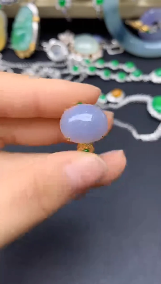 18K金镶嵌戒指翡翠287-雪姐翡翠天天见