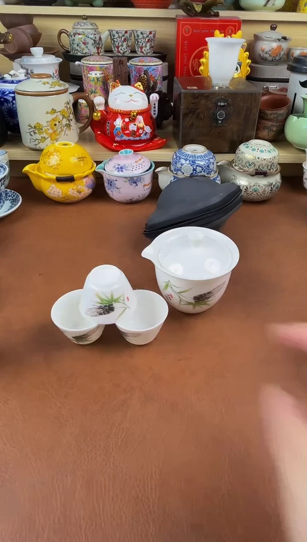 陶瓷茶具摆件旅行套组