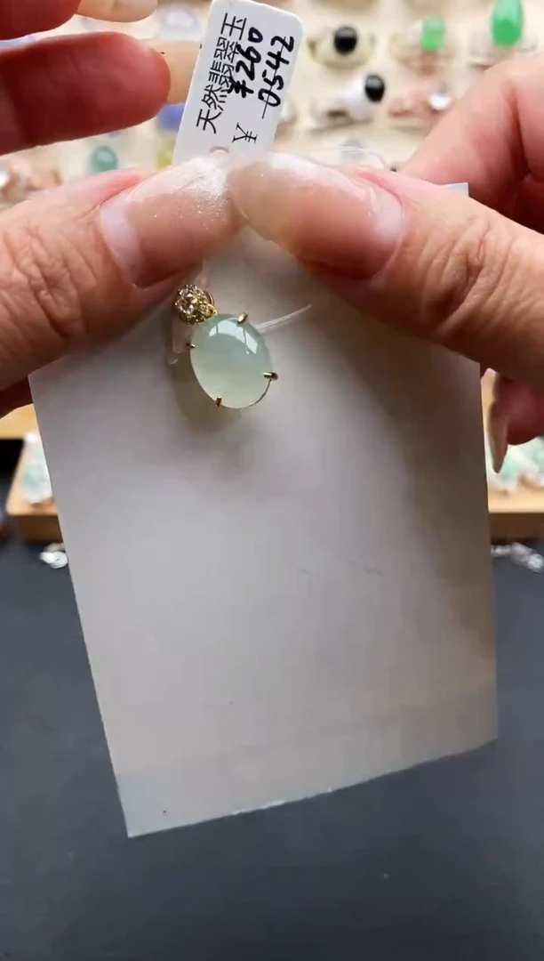 银S925镶嵌戒指翡翠缅甸天然A货翡翠3 6-1