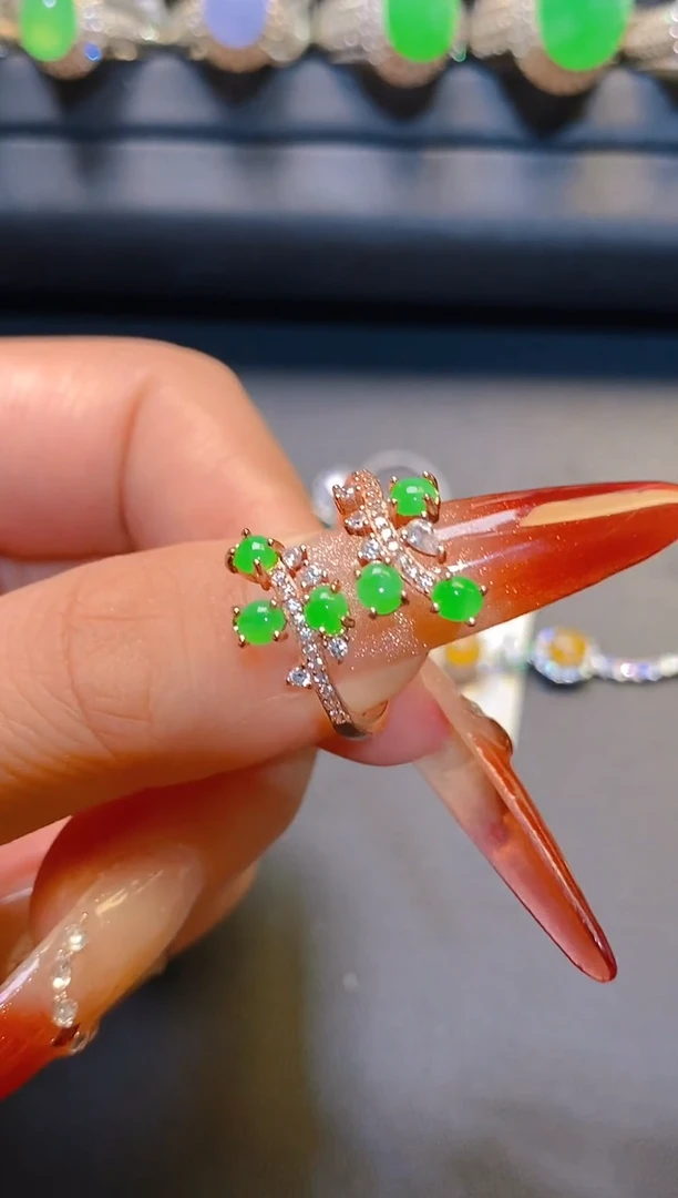 翡翠银S925镶嵌耳饰天然