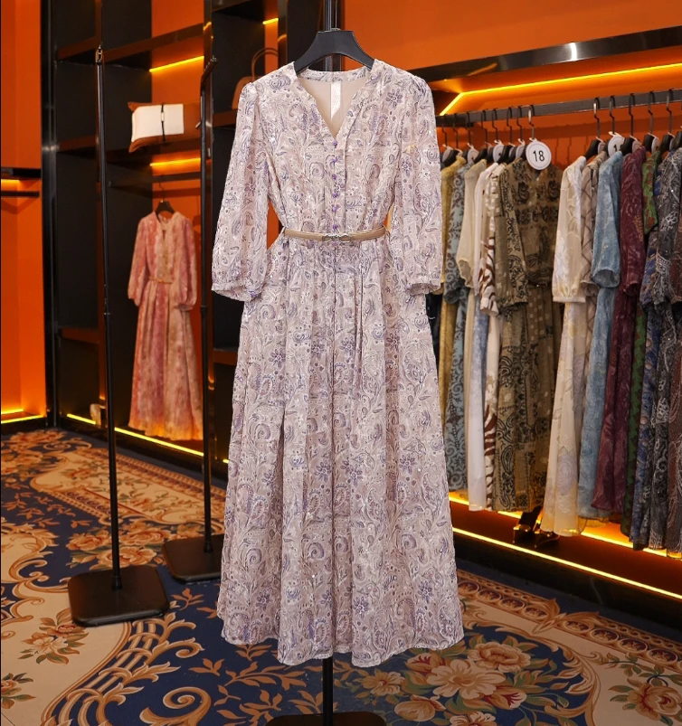 2025夏季新款轻奢设计师女装连衣裙优雅气质连衣裙R6720