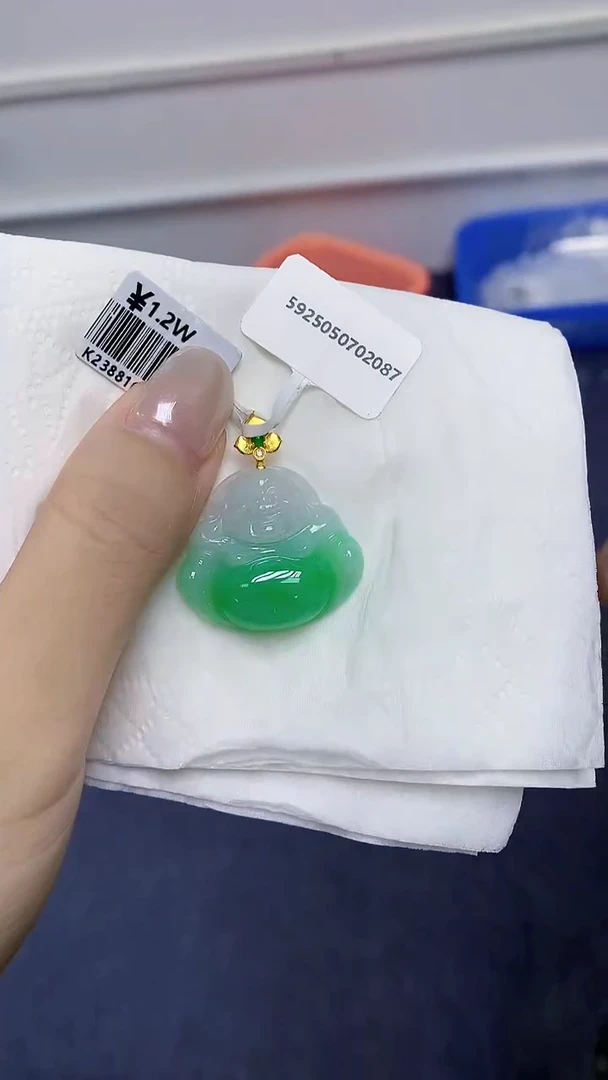 翡翠18K金镶嵌颈饰天然缅甸翡翠A货