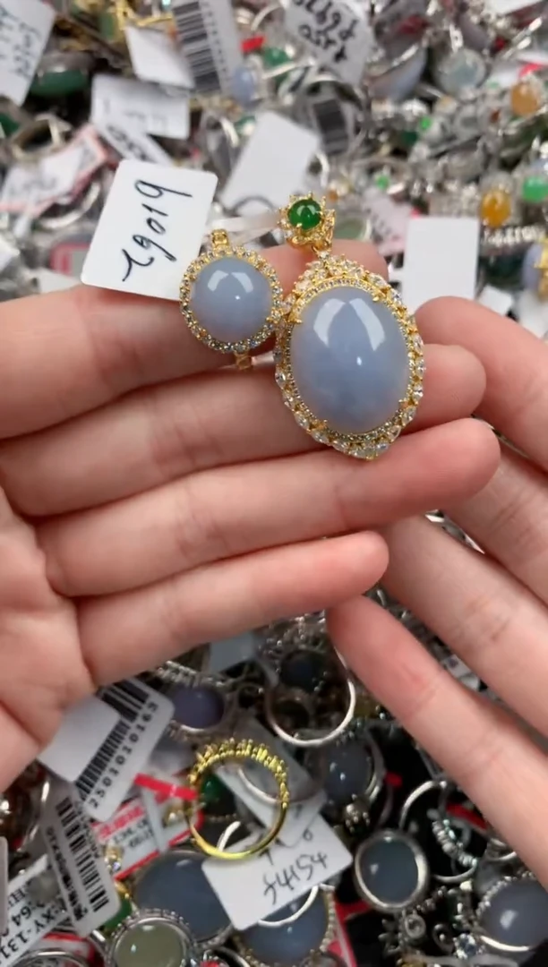 银S925镶嵌戒指翡翠3333---6