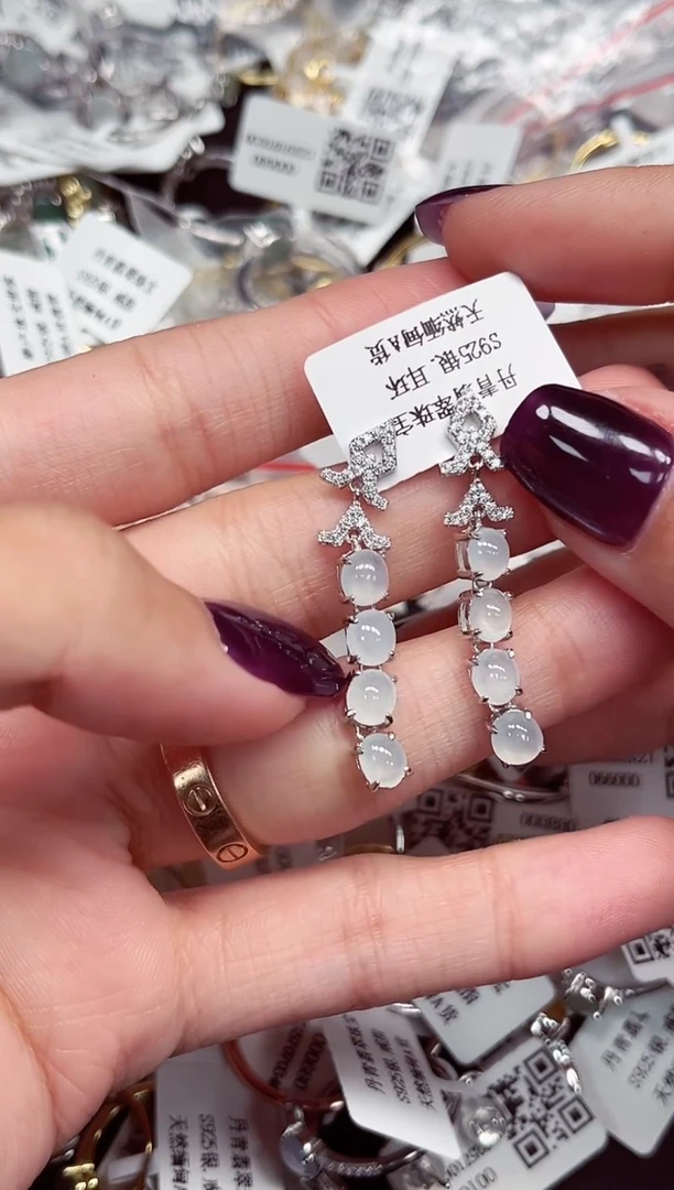 银S925镀金镶嵌戒指翡翠A货 多样性发一