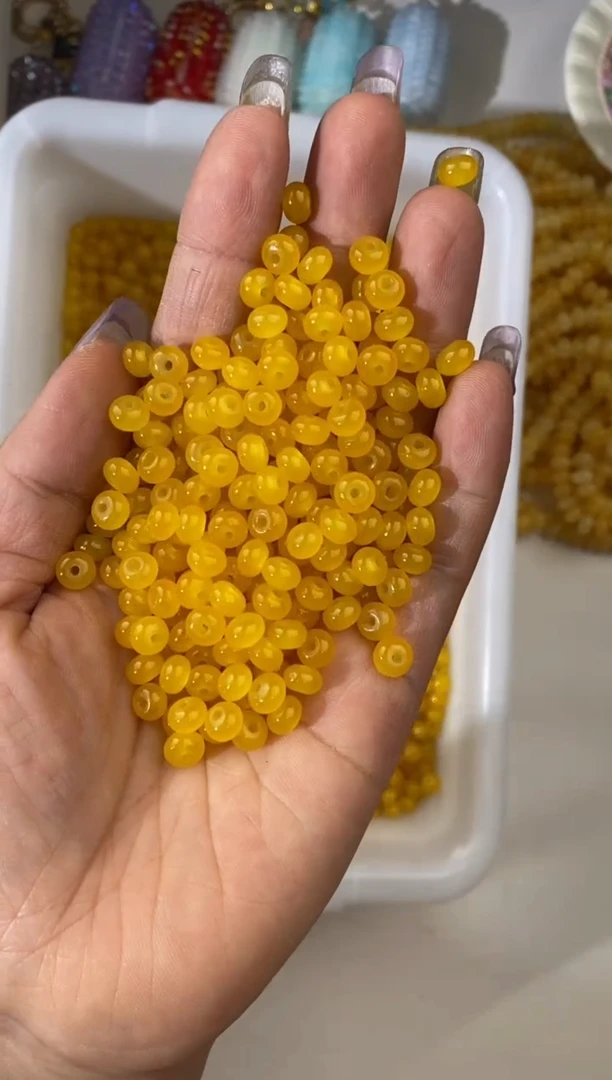 玻璃2822卡6实色玉米算盘珠150颗蜜蜡黄