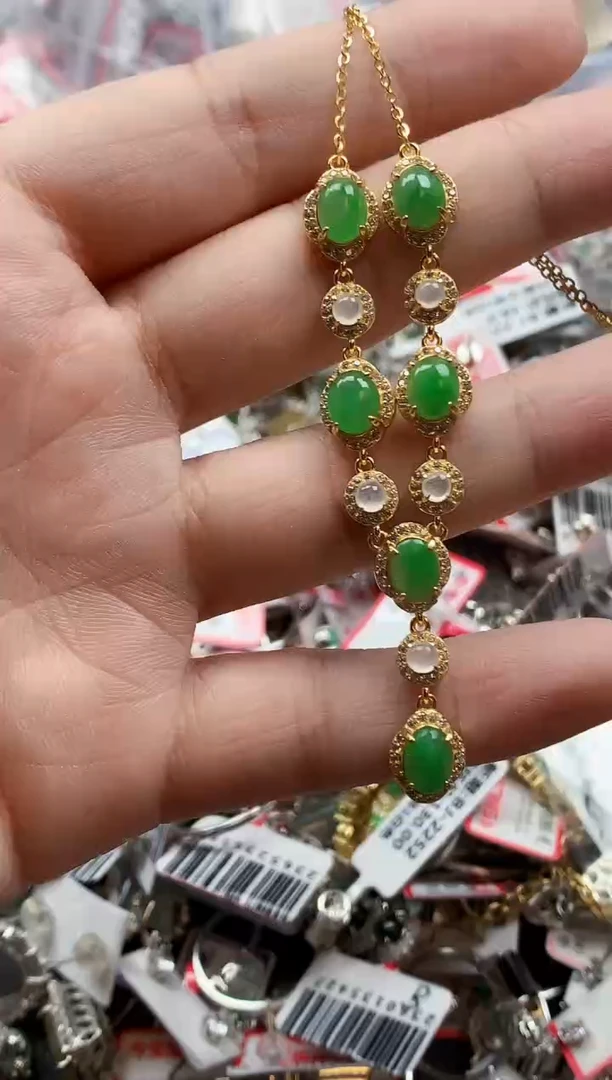 银S925镶嵌戒指翡翠天然A货缅甸翡翠