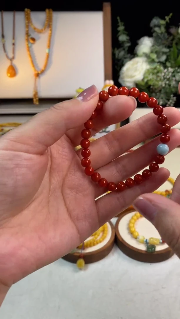 【闪购商品】南红玛瑙手链未镶嵌Y060瓦西锦红
