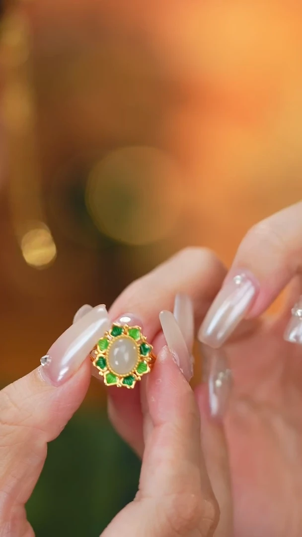 翡翠戒指银S925镶嵌新款