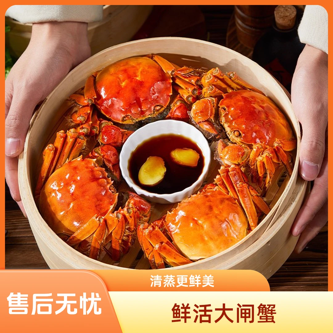 【活蟹】江苏大闸蟹 全母蟹3.5-3.2两 8只送2只 礼盒装 京东顺丰冷链