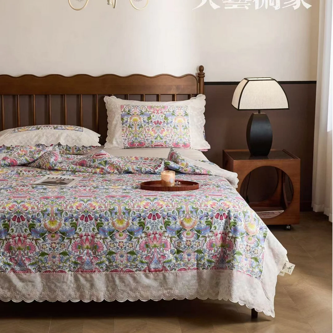 大艺术家系列-纯棉全棉双层纱数码工艺花边款玉米夏被空调被夏季