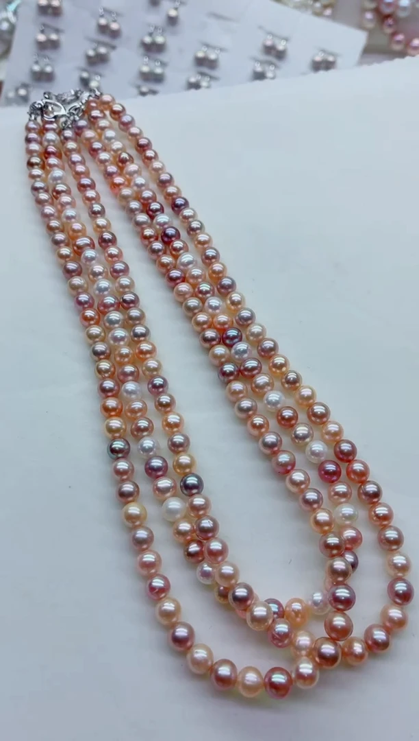 淡水珍珠银S925镶嵌项链多样性发其一，非无暇