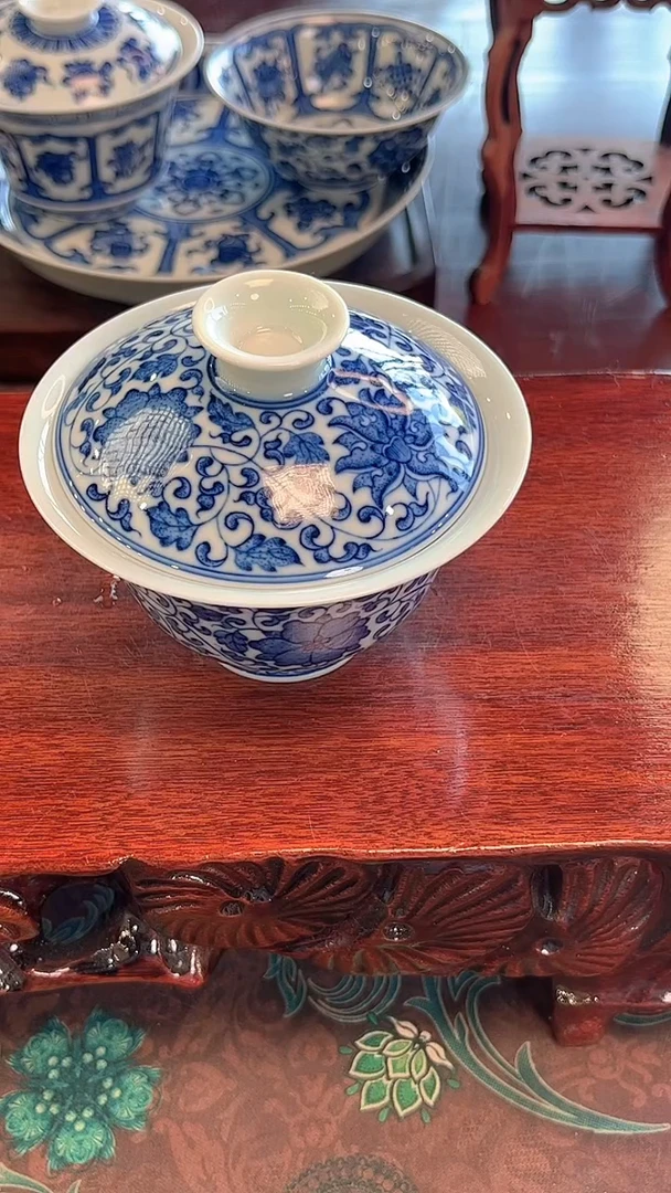 镹曰手工手绘柴窑孤品茶具盖碗