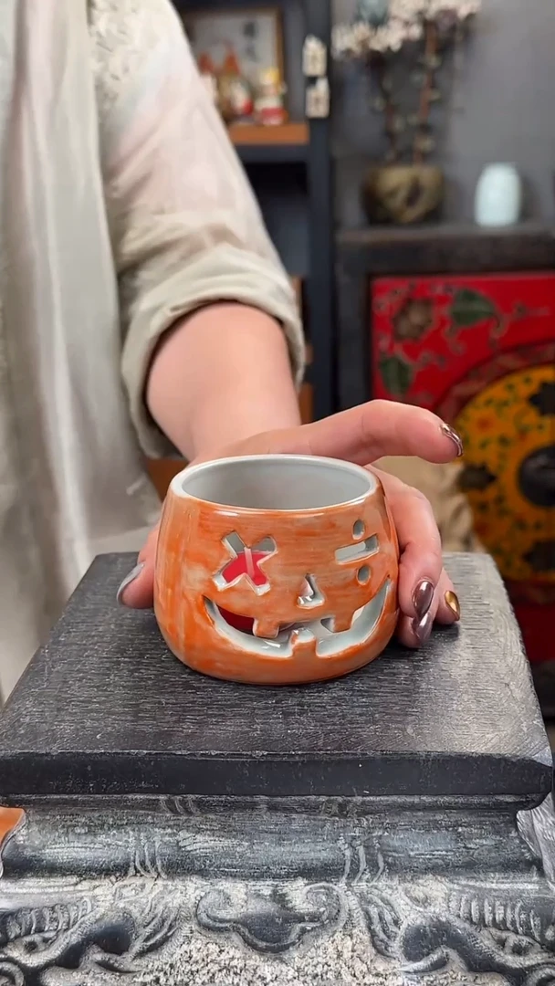 陶瓷微瑕手工小杯镂空