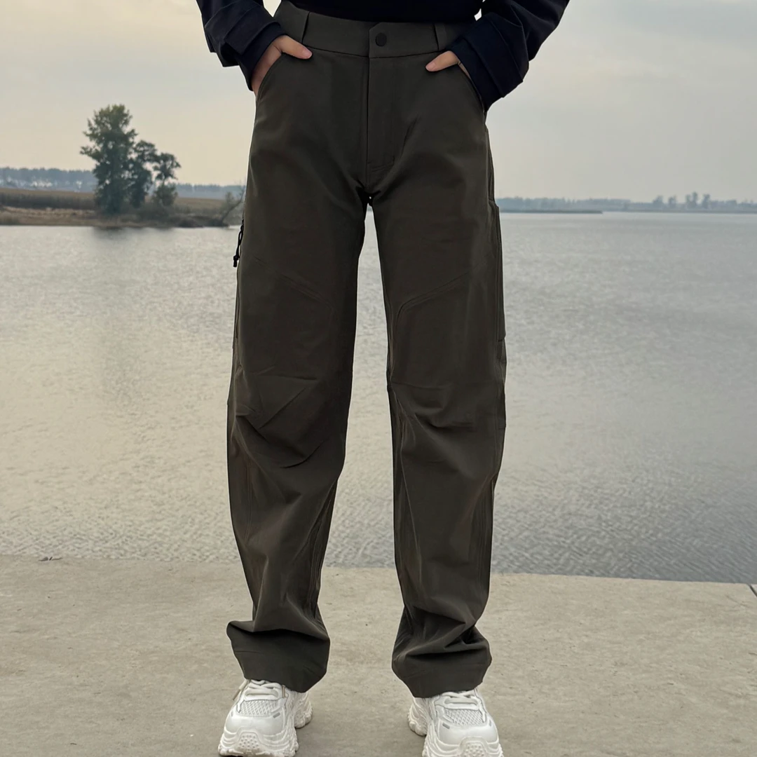秋冬季新款防水冲锋裤男士弹力透气休闲裤户外软壳小直筒长裤子