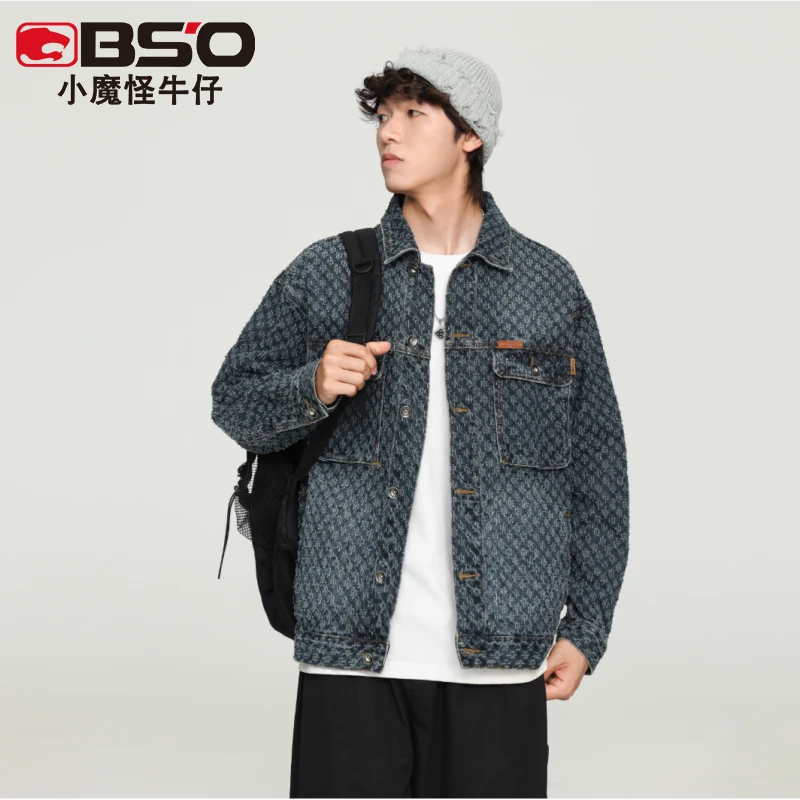 小魔怪2025春季新款猫爪时尚小众牛仔外套男士痞帅高街复古夹克男