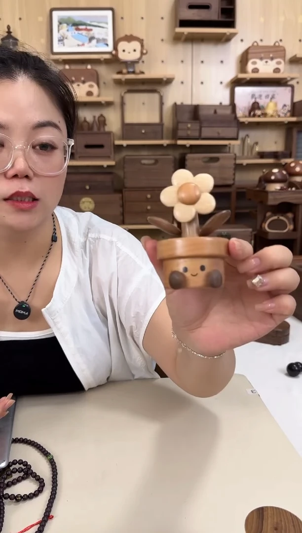 木实木有钱花摆件