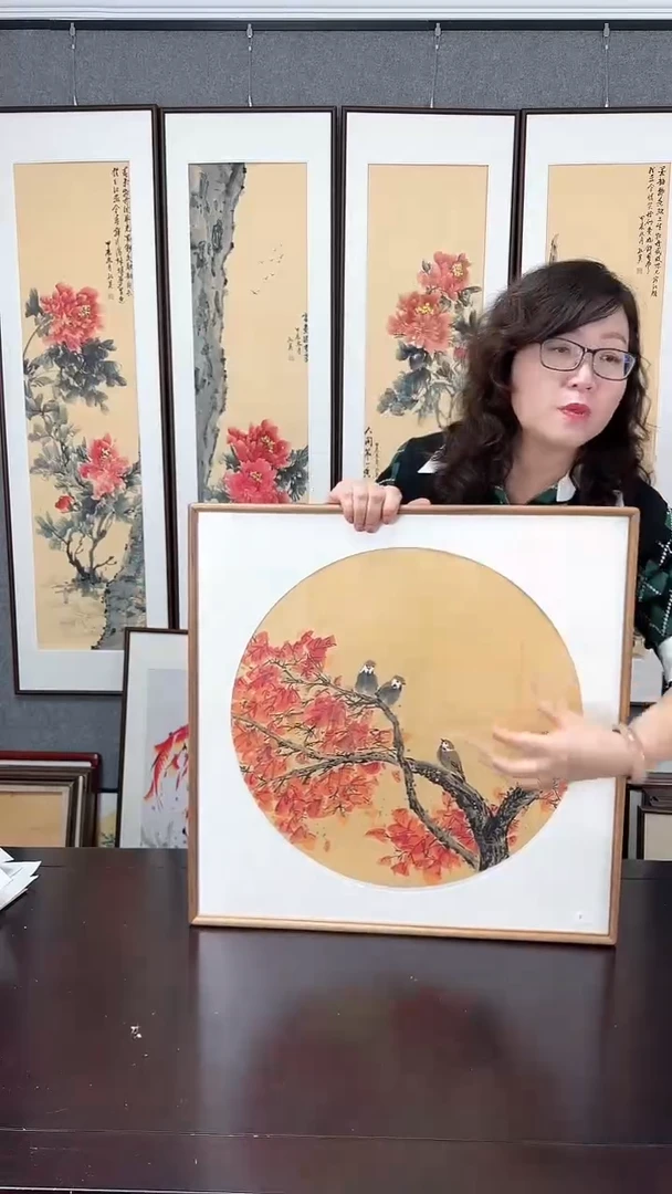 【闪购商品】国画实木装裱62*62 花鸟