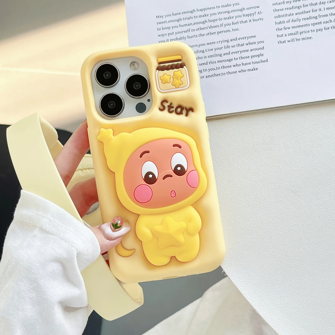 苹果|卡通捏捏星星人适用iPhone17p可爱ins韩解压16pro硅胶手机壳