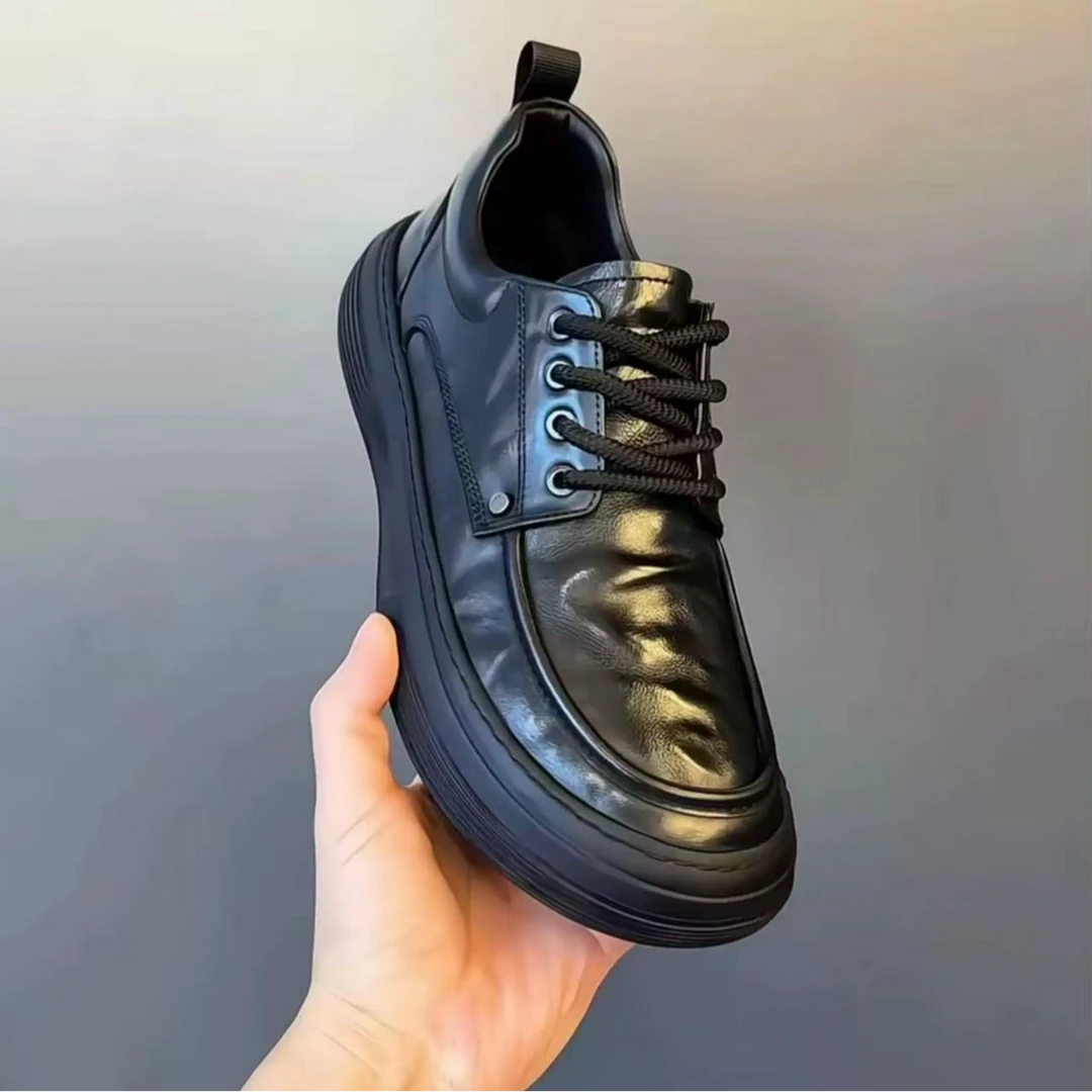 西域骆驼真皮休闲皮鞋男2025秋冬爆款软面百搭黑色男士商务男鞋潮