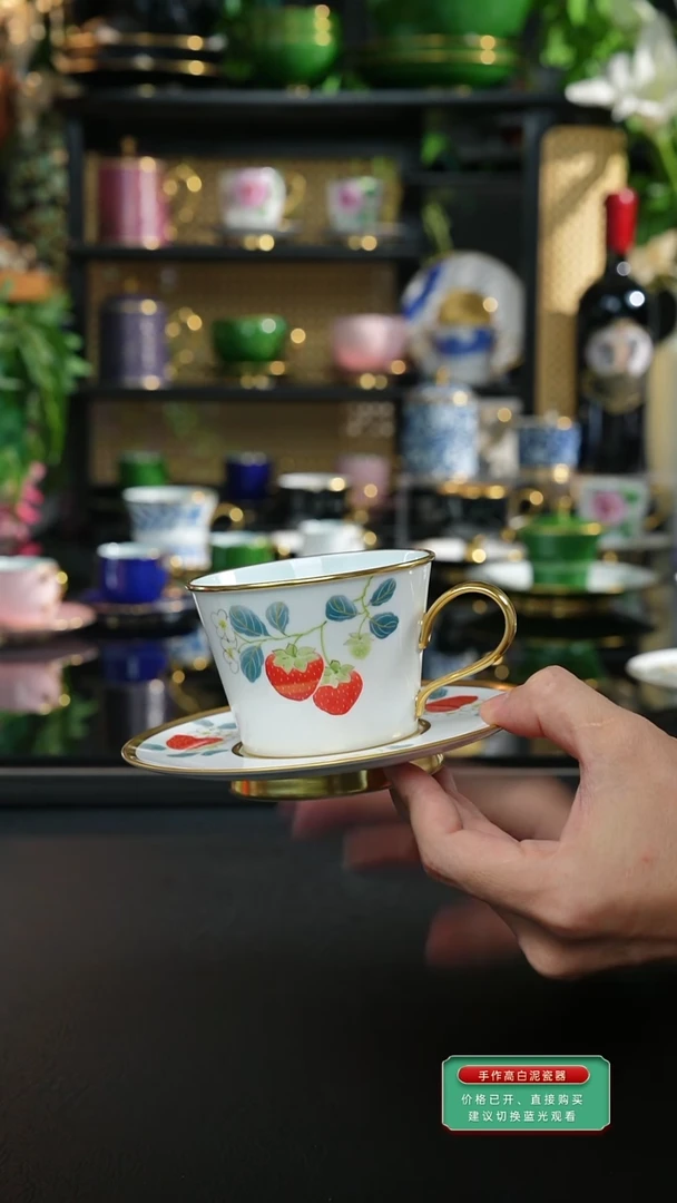 手工手绘草莓咖啡杯，，，，，