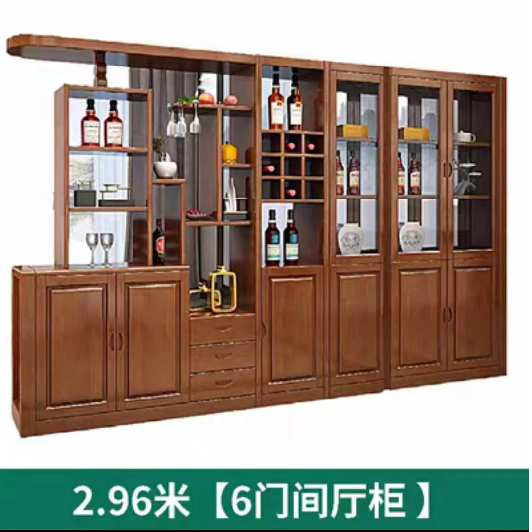 实木间厅柜酒柜现代中式客厅玄关柜门厅装饰隔断柜屏风双面储物柜