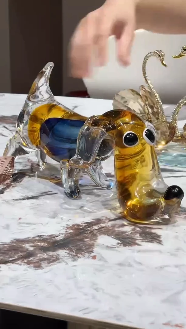 可爱狗狗琉璃摆件