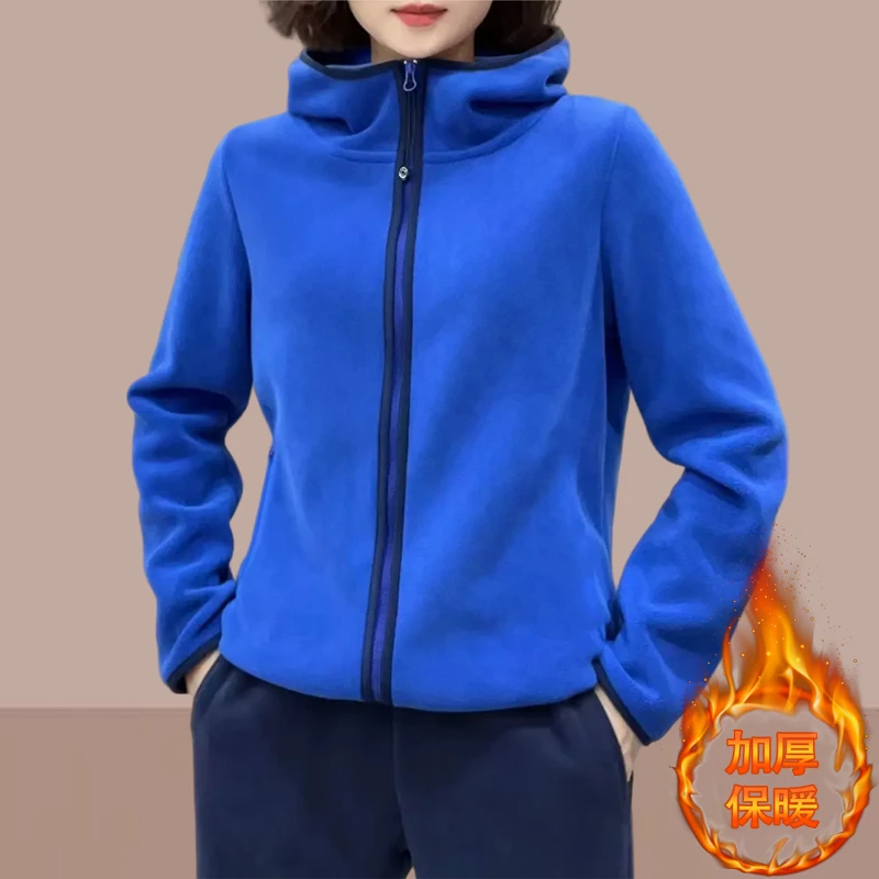 春天加厚保暖连帽卫衣2025新款洋气克莱因蓝衣服通勤出门百搭上衣