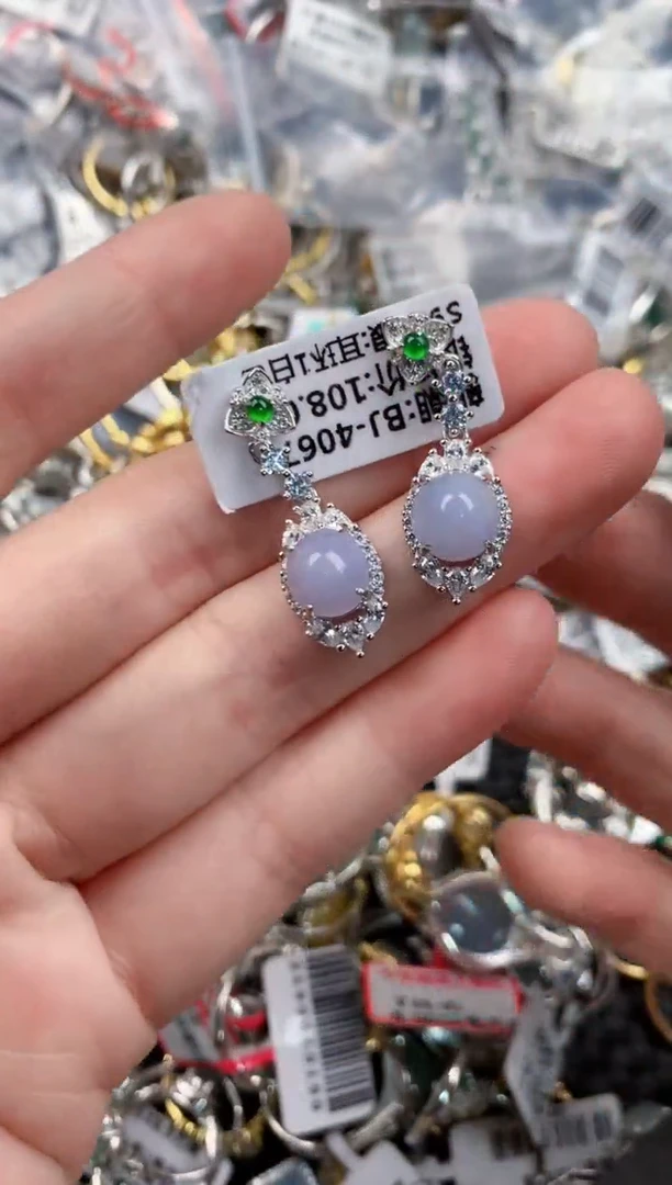 银S925镶嵌戒指翡翠555          10