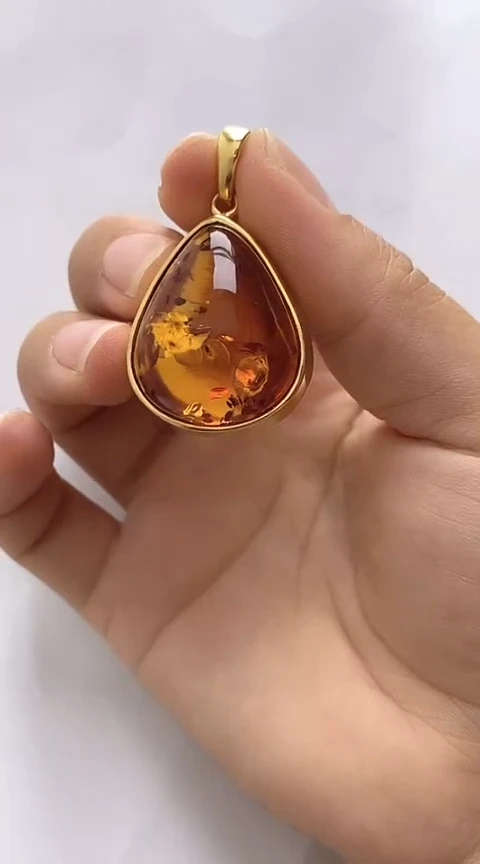 【闪购商品】琥珀裸石银S925镶嵌琥珀锁骨