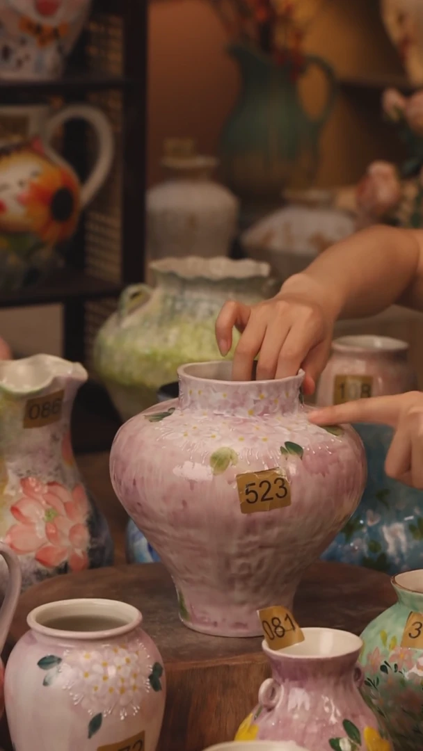 陶瓷523景德镇设计师手作花器摆件侘寂风