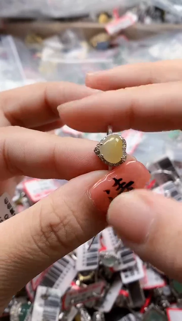 银S925镶嵌戒指翡翠天然A货缅甸翡翠
