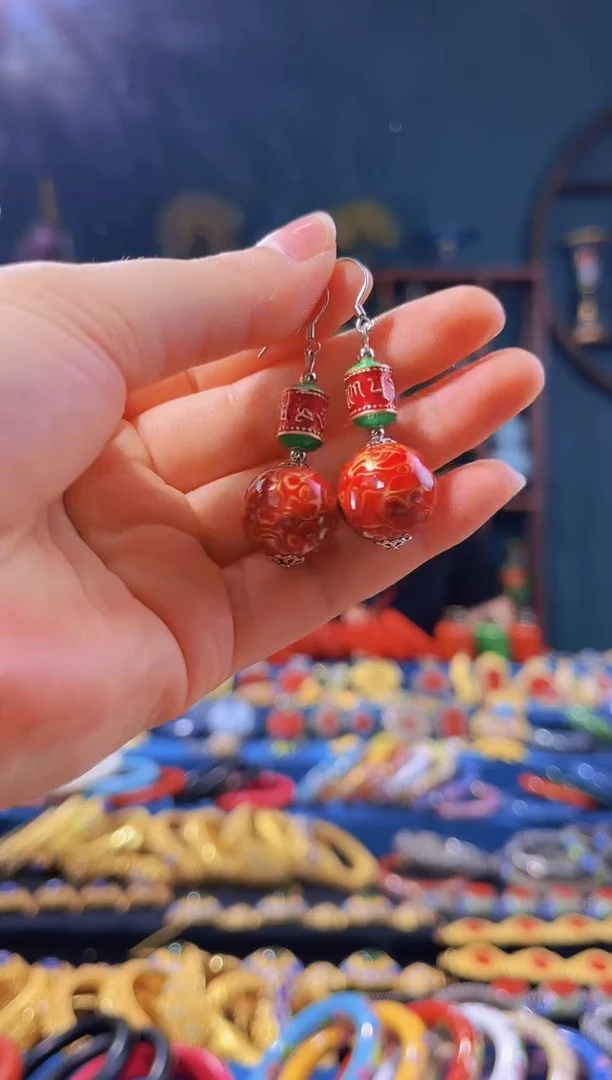 【闪购商品】非遗绝技 犀皮漆耳环 红