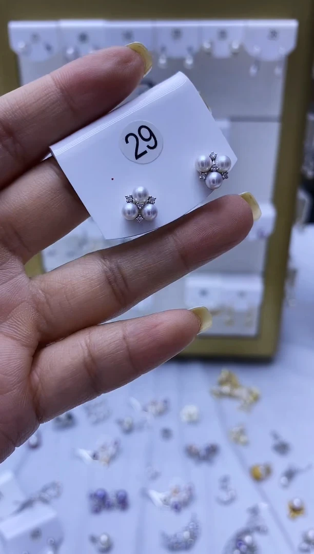 银S925镶嵌耳饰淡水珍珠29
