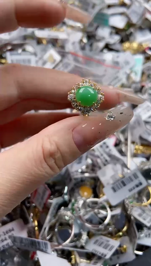 银S925镶嵌戒指翡翠2222----6