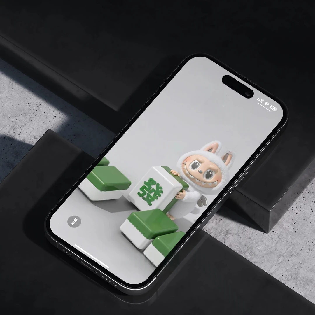 隐藏款大天使发财拉布布动态壁纸labubu麻将发财翻牌动态苹果壁纸