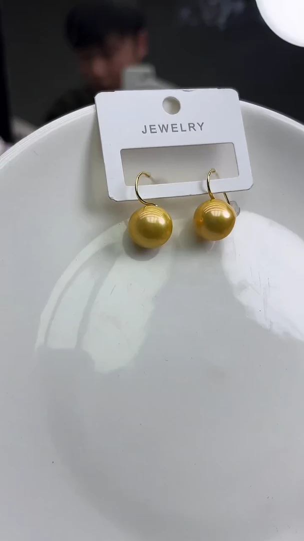 未镶嵌耳饰淡水珍珠黄色系耳饰