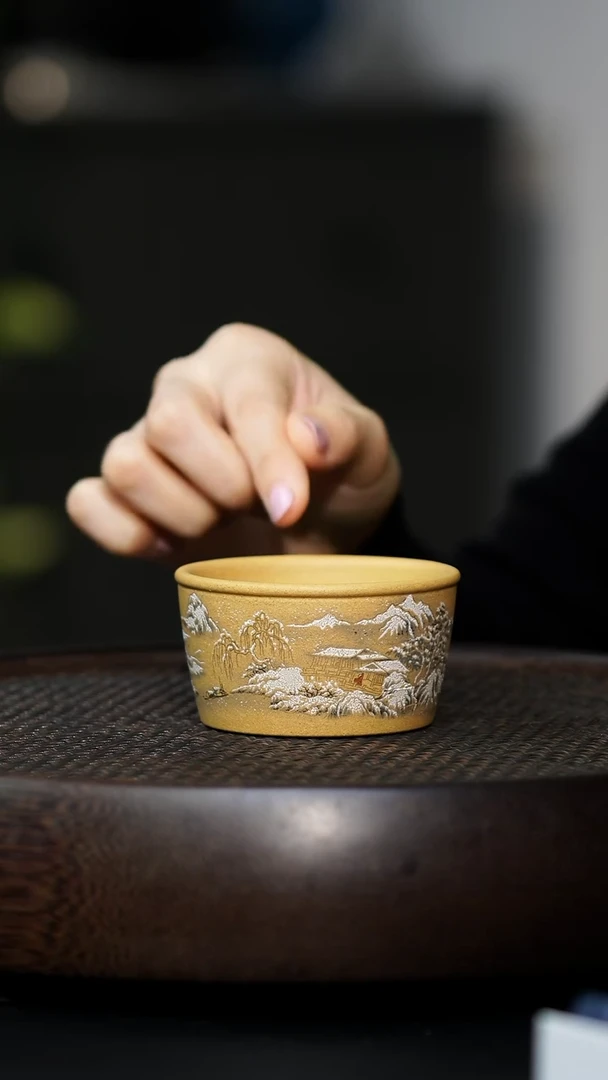紫砂段泥雪景主人杯