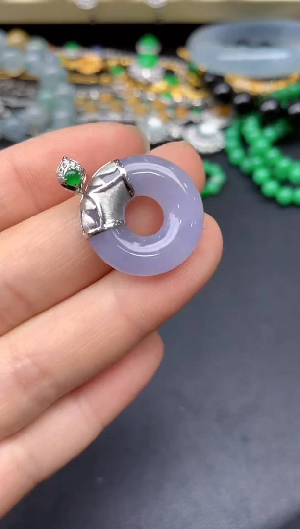 颈饰18K金镶嵌翡翠169-雪姐翡翠天天见