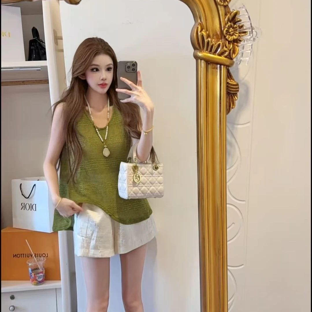 清 6490 钩花背心休闲百搭