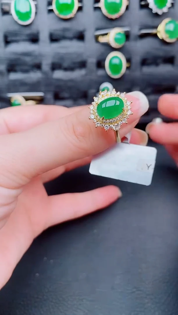 翡翠戒指银S925镶嵌天然a货翡翠419