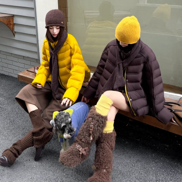 RD88166#【泡芙排骨】时尚披肩羽绒服外套88166