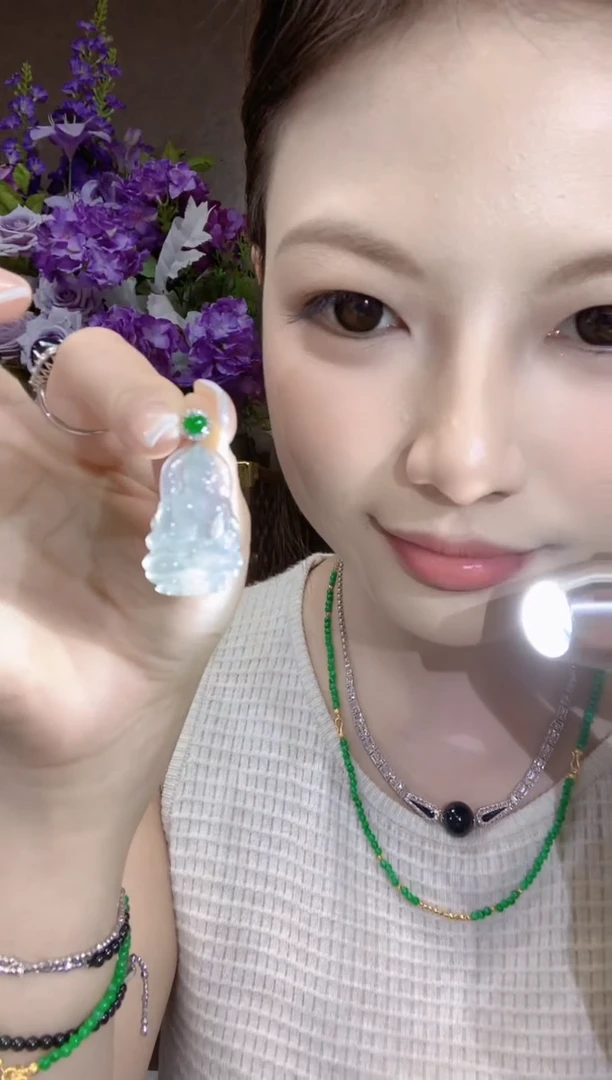 吊坠(不含链)18K金镶嵌翡翠b15