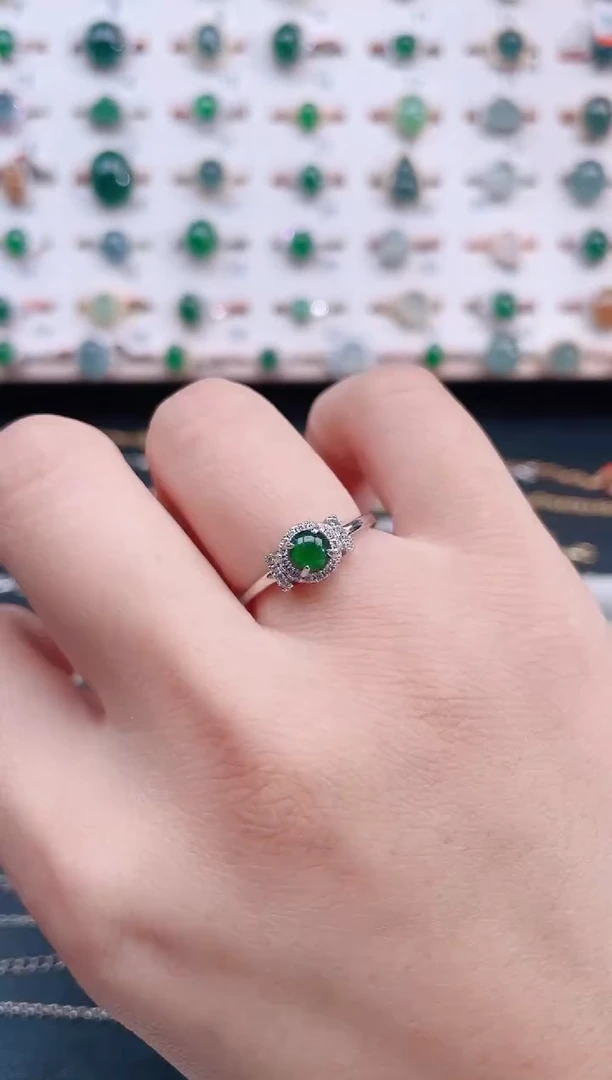 银S925镶嵌戒指翡翠天然翡翠