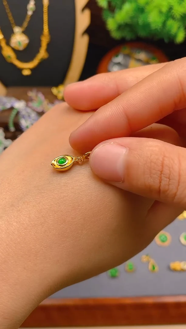 【闪购商品】翡翠吊坠(不含链)银S925镶嵌元宝万能扣