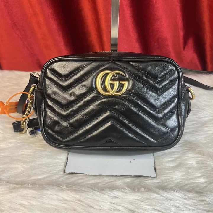 95新 GUCCI/古驰 黑金马蒙相机包/F3BB01111734/1734/护