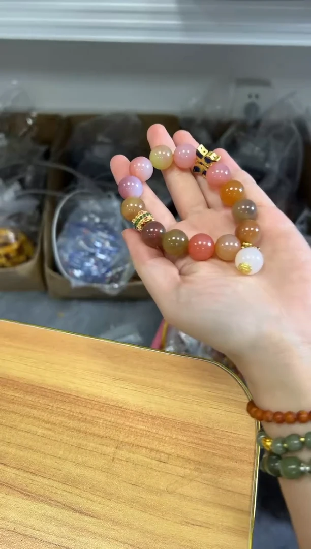 玛瑙/玉髓手链未镶嵌大珠盐源玛瑙多宝蝴蝶手串[0139]