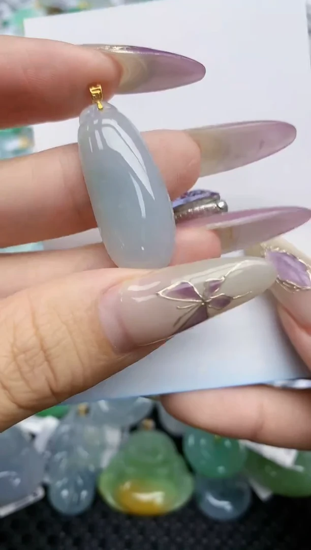 翡翠挂件18K金镶嵌26   天然翡翠A货