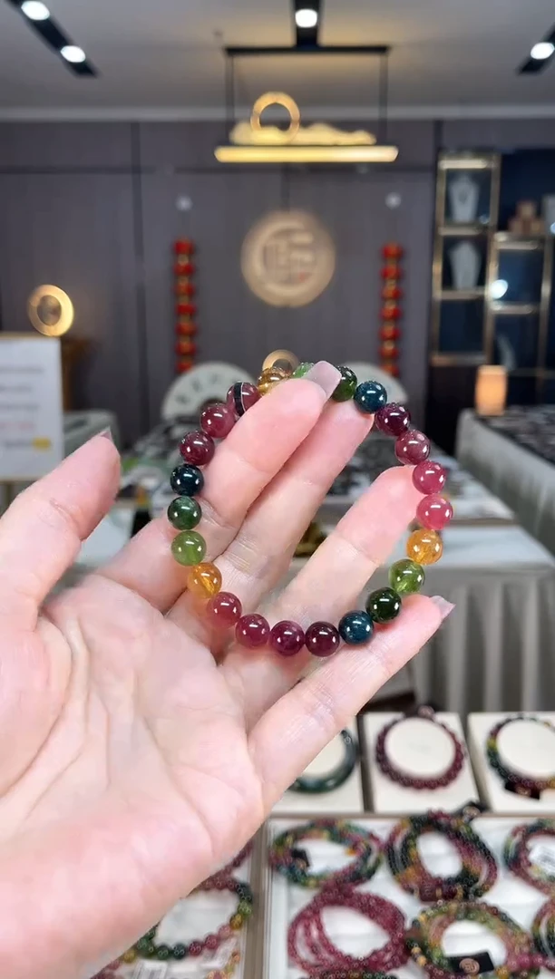 未镶嵌收藏级老矿碧玺单圈手串8mm+碧玺hon多样性发一条